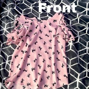 LILLY BLEU unicorn fancy tee shirt slits In sleeves pink